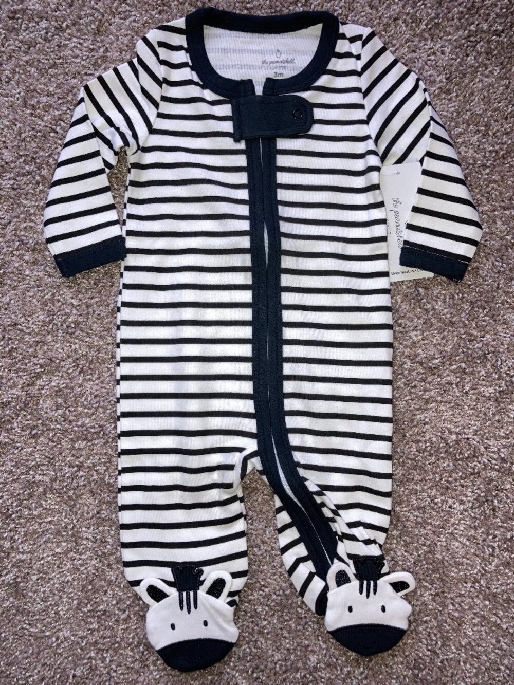 Peanutshell Zebra Footie Pjs Size 3mo